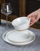 Saturn Dinnerware Sets, 12 Piece Dish Set, Plates and Bowls Sets for 4, White