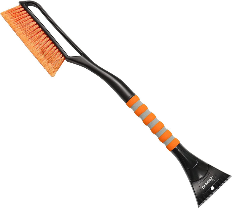 27 Inch Snow Brush and Detachable Ice Scraper with Ergonomic Foam Grip for Cars, Trucks, Suvs (Heavy Duty ABS, PVC Brush)