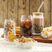 [ 6Pcs Set ] Glass Cups with Bamboo Lids and Glass Straw - Beer Can Shaped Drinking Glasses, 16 Oz Iced Coffee Glasses, Cute Tumbler Cup for Smoothie, Boba Tea, Whiskey, Water - 2 Cleaning Brushes