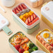 1 Pack Portable Hermetic Lunch Box 2 Layer Grid Student Bento Box with Fork Spoon Leakproof Microwavable Oven Multi Lunch Box