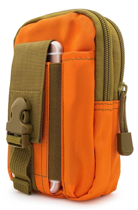 For Apple Iphone 14, 14 Pro, 13, 13 Pro, 12, 12 Pro, 11 Pro, XS, X, 8, 7, 6S, 6, Tactical Cover Smartphone Holster EDC Security Pack Carry Case Pouch Belt Waist Bag Gadget Money Pocket - Orange