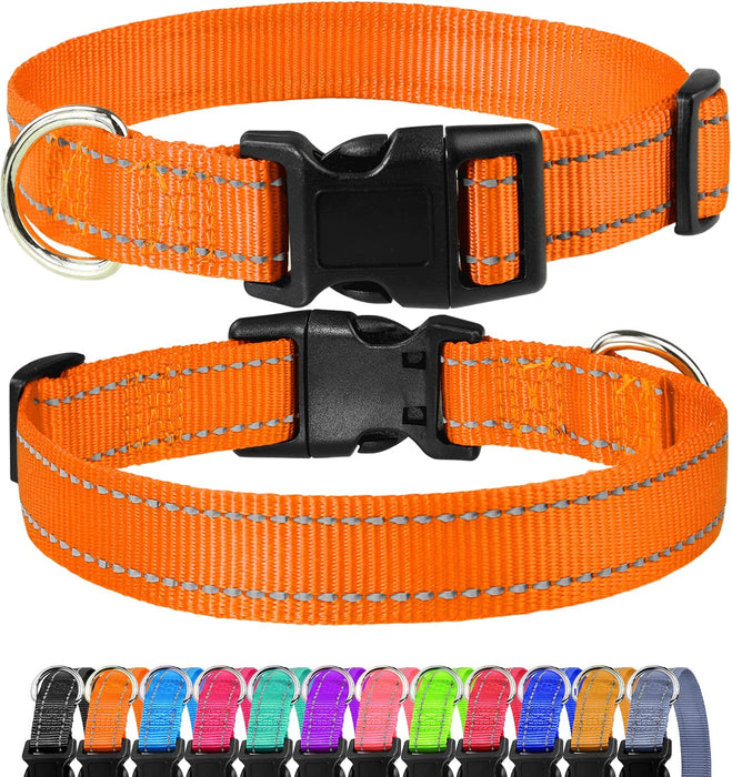 Reflective Dog Collar, Sturdy Nylon Collars for Large Girl and Boy Dogs, Adjustable Dog Collar with Quick Release Buckle, Red