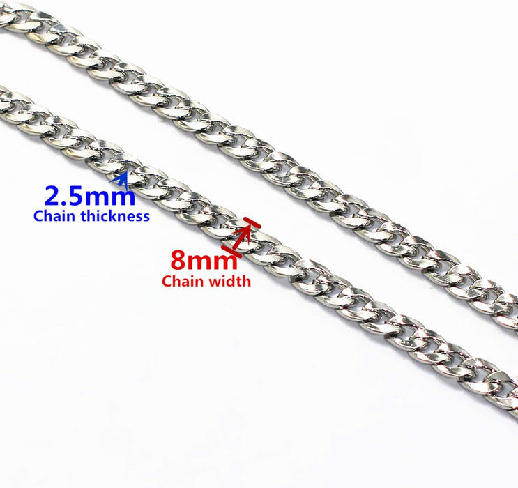 DIY Iron Flat Chain Strap Handbag Chains Purse Chain Straps Shoulder Cross Body Replacement Straps with Metal Buckles (31.5", Silver)