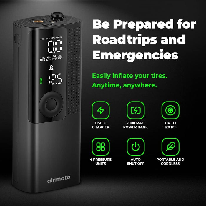 Tire Inflator Portable Air Compressor/Pump for Car Tires W/Digital Tire Pressure Gauge - Air Compressor (120 PSI) - Motorcycle, Electric Bike Pump and Bicycle Pump W/Led Light