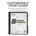 5 Subject Spiral File Folder Organizer / 5 Dividers with Pockets / Multi Pocket Folder / Document Holder / Paper Organizer / Customizable Front Cover / 10 Total Pockets