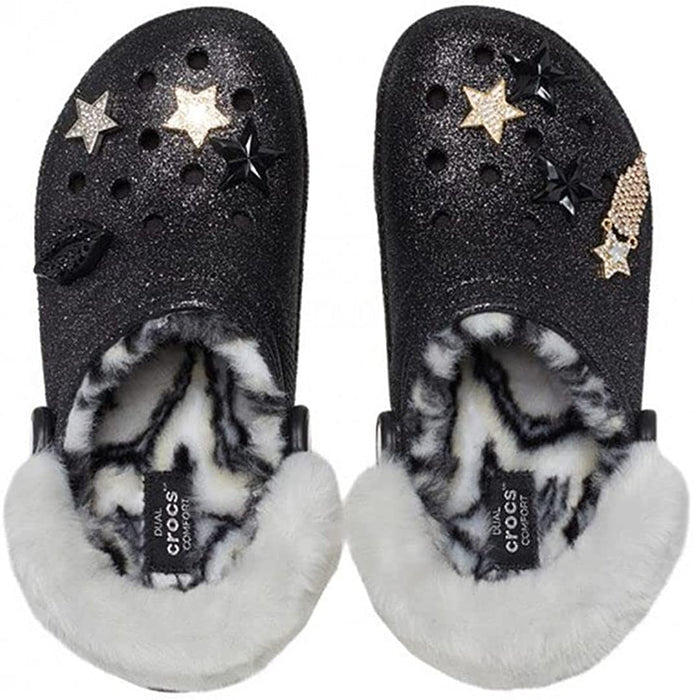 Unisex-Adult Classic Glitter Lined Clogs | Fuzzy Slippers