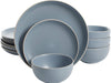 Gibson Home Rockaway round Stoneware Dinnerware Set, Service for 4 (12Pcs), Blue