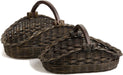 Wicker Gathering Basket, Large, 22.5 in L X 12.5 in W X 12 in H, Antique Walnut Brown (Sold Individually)