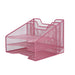 Mind Reader 3-Tier Mesh Desk File Organizer Tray with 5 Compartments, Pink