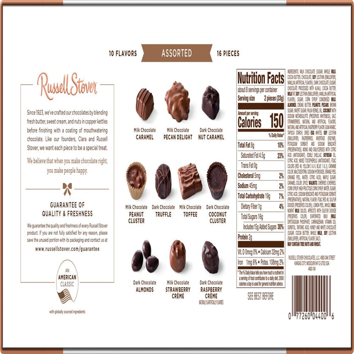 , Assorted Milk & Dark Chocolates, Chocolate Gift Box, 17 Pieces in 9 Delicious Flavors 9.4 Oz. Chocolates, the Perfect Gift