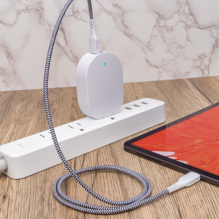 Onn. 32W Dual-Port Wall Charging Kit with USB-C Charging Cable, 20W USB-C Port Fast Charger with Power Delivery, 12W USB Port Standard Charges.