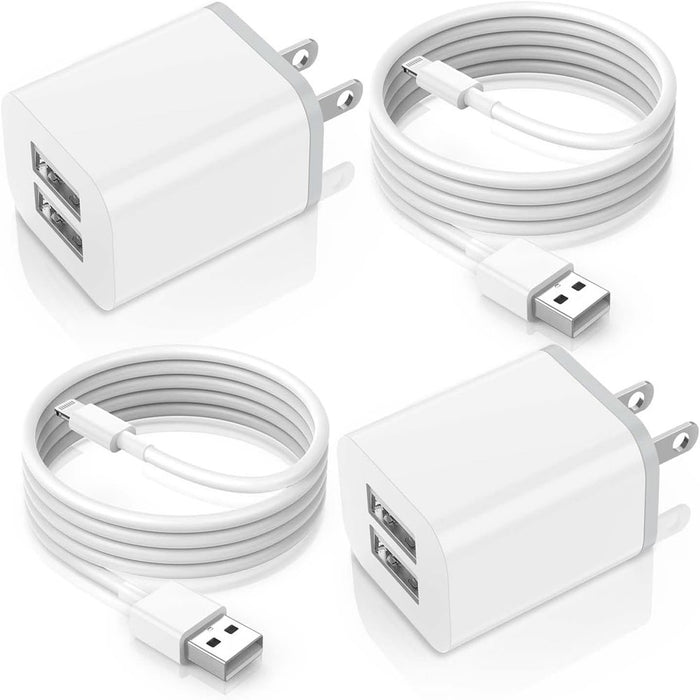Long Iphone Charger 6Ft, 2Pack [Apple Mfi Certified] Lightning to USB Charging Cable Cord with 2 USB Wall Charger Power Adapter Travel Plug Block for Iphone 13 12 11 Pro XS Max Ipad Case
