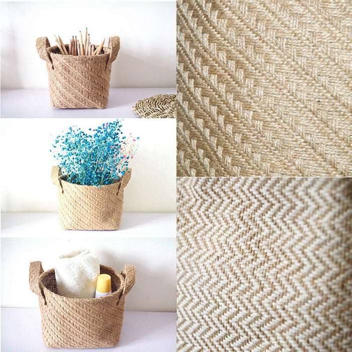 Household DIY Handmade Woven Storage Baskets Flower Pot Jute Cloth Sundries Holder Underwear Toy Container Storage Basket