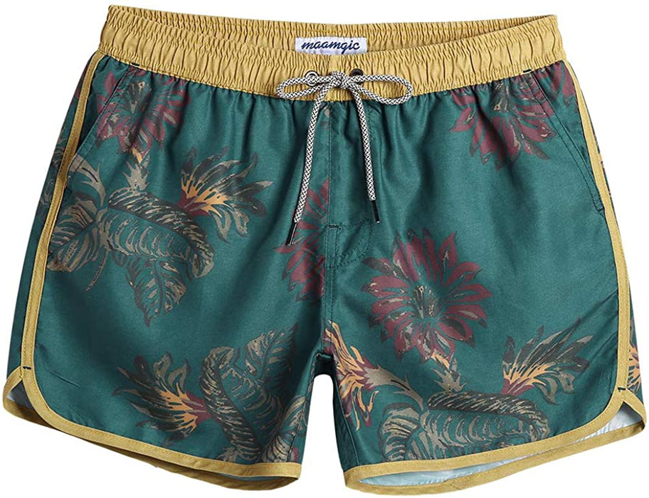 Mens Boys Short 80S 90S Vintage Swim Trunks with Mesh Lining Quick Dry Swim Suits Board Shorts