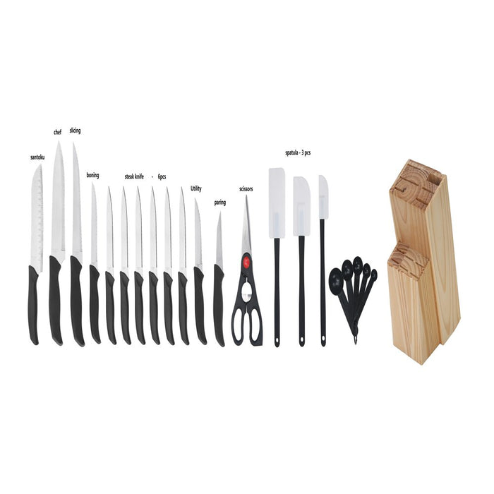 Mainstays 23 Piece Knife and Kitchen Tool Set with Wood Storage Block
