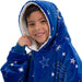 JR | the Original Oversized Microfiber & Sherpa Glow in the Dark Wearable Blanket for Kids, Seen on Shark Tank, One Size Fits All (Blue Glow Outerspace)