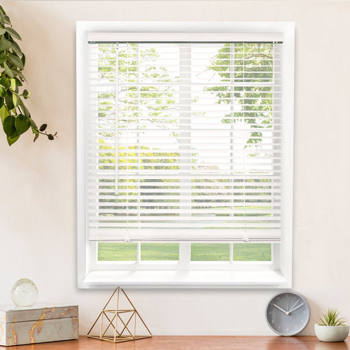 Cordless 1-Inch Vinyl Mini Blinds, Gloss White (Room Darkening) 78"W X 84"H