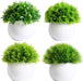 4 Pcs Mini Artificial Plants Potted Small Fake Plants for Shelf Green Plant in White Plastic Pot for Home Bathroom Decor Faux Plants (White, Set of 4)