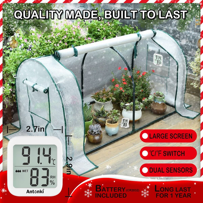 Antonki Room Thermometer Indoor Hygrometer, Humidity Gauge, Humidity Meter, Digital Temperature and Humidity Monitors for Home, Baby Room, Terrarium, Incubator, Greenhouse - 2 Pack