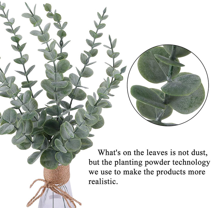 24Pcs Eucalyptus Stems Decor Artificial Eucalyptus Leaves Faux Greenery Branches for Wedding Centerpiece Flower Floral Arrangement Farmhouse Home Decoration