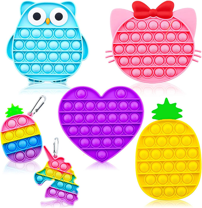 4 Pack Pop Fidget Toys, Its Poppers Bubble with Pop Sound Sensory Fidget Toy, Cake Popsicle Ice Cream Star for Kids and Adults Stress Relief, ADHD Autism Silicone Pressure Relieving Toys