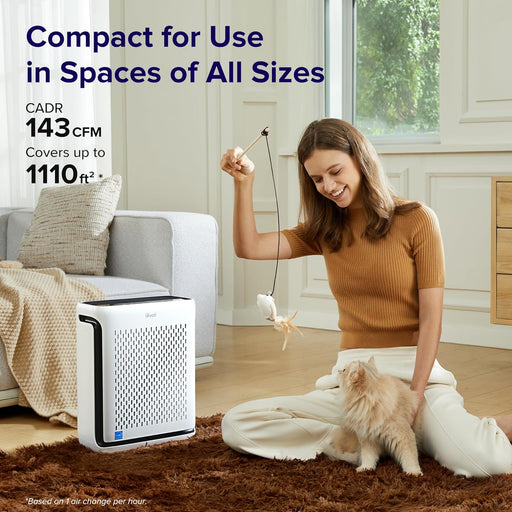 Air Purifiers for Home Large Room Bedroom up to 1110 Ft² with Air Quality and Light Sensors, Smart Wifi, Washable Filters, HEPA Filter for Pets, Allergy, Dust, Vital 100S / Vital 100S-P, White