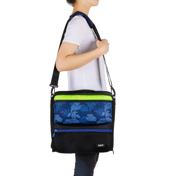 & GO 2" Fashion Zipper Binder, 3 Ring Organizer Bag, 2" Binder, Blue/Black
