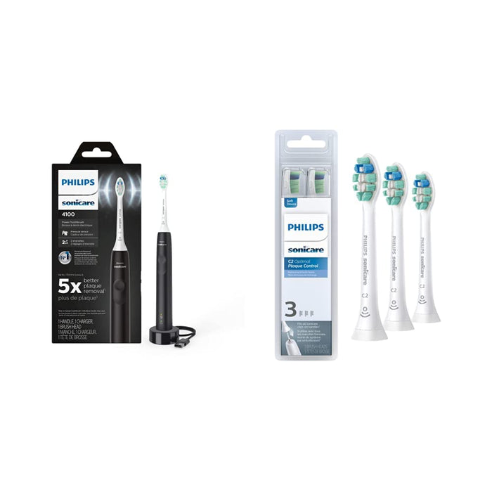 4100 Power Toothbrush, Rechargeable Electric Toothbrush with Pressure Sensor, Black HX3681/24