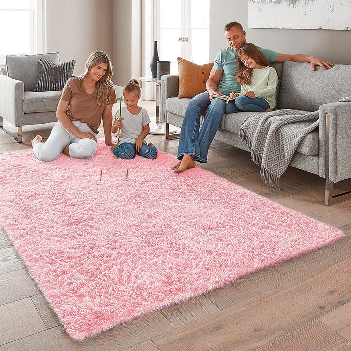 Rugs for Living Room 6X9 Pink, Large Fluffy Shag Fuzzy Plush Soft Living Room Area Rugs, Floor Shaggy Carpets for Bedroom, Carpet for Kids Boys Girls Dorm Nursery Home Decor Aesthetic