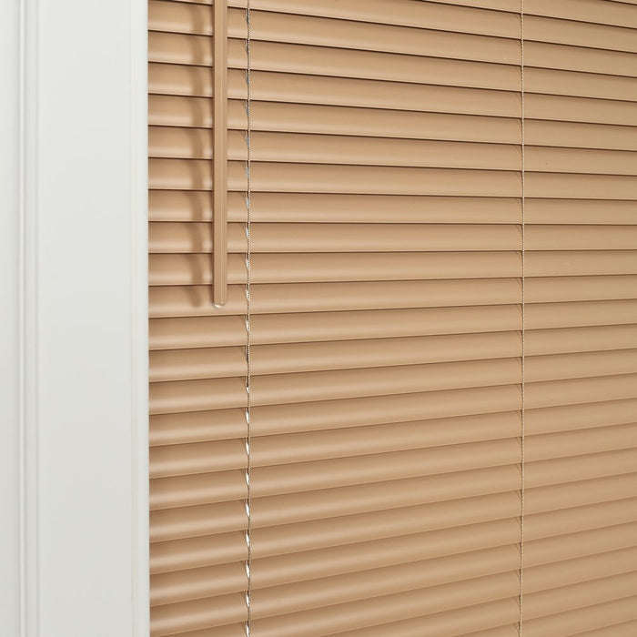Mainstays 1" Cordless Vinyl Room Darkening Mini Blinds, Khaki, 29X64