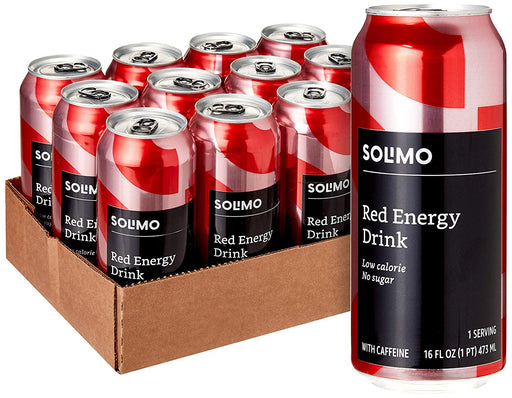 Amazon Brand -  Red Energy Drink, Sugar Free, 16 Fluid Ounce (Pack of 12)