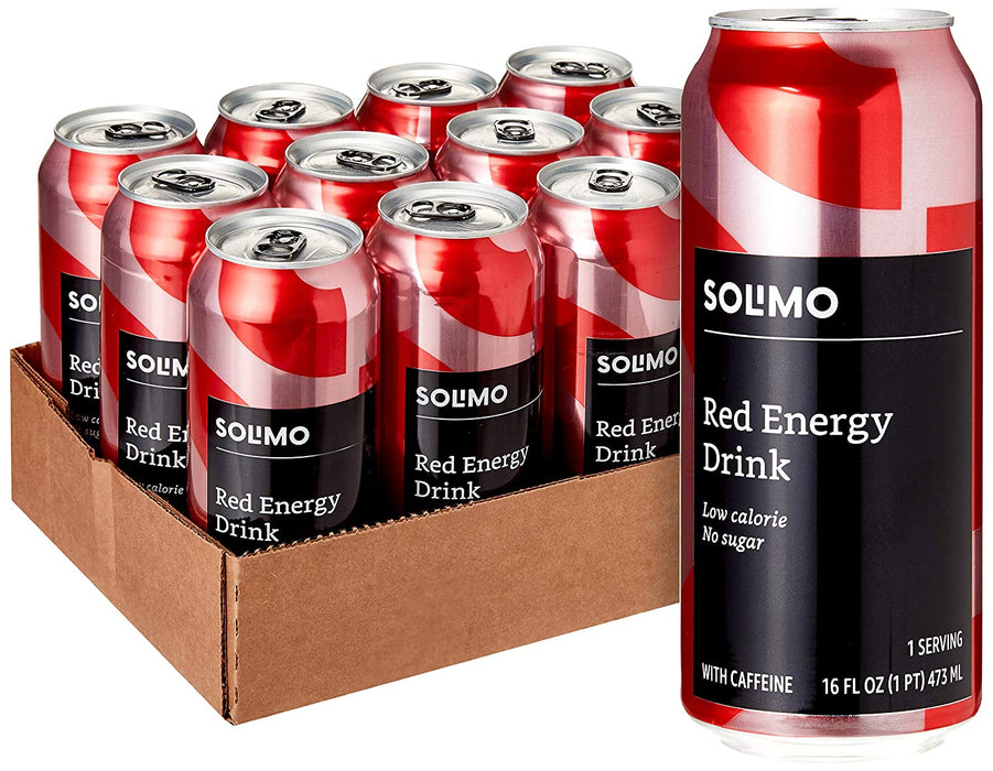 Amazon Brand -  Red Energy Drink, Sugar Free, 16 Fluid Ounce (Pack of 12)