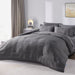 Queen Seersucker Comforter Set with Sheets Dark Grey Bed in a Bag 7-Pieces All Season Bedding Sets with Comforter, Pillow Sham, Flat Sheet, Fitted Sheet, Pillowcase