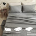 Simple&Opulence 100% Linen Sheet Set Solid Color-4 Pcs Washed French Linen Bed Sheets(1 Flat Sheet,1 Fitted Sheet,2 Pillowcases)-Breathable Bedding Set (Grey, Queen)
