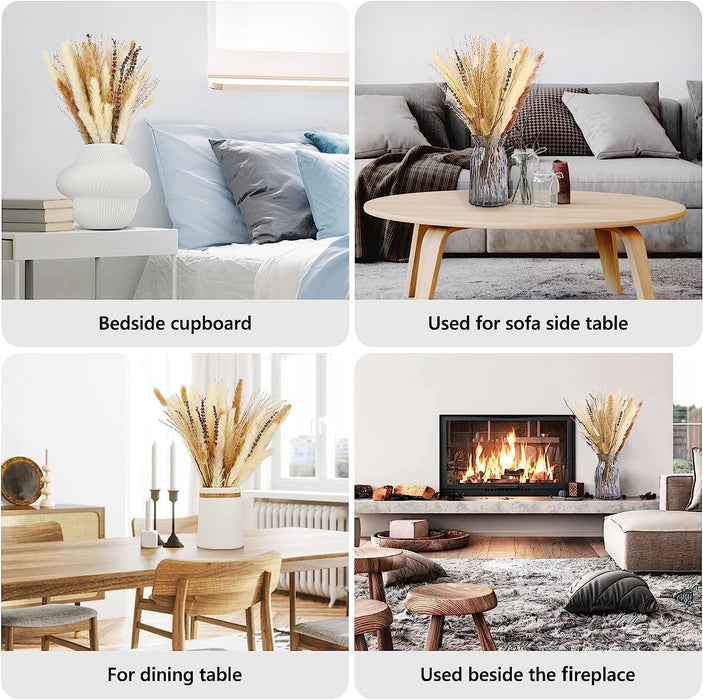 Dried Pampas Grass Boho Home Decor, 92Pcs Natural Flowers Bouquet Inc Lavender Bunny Tail Pompas Reed Neutral Bohemian Fall Decoration for Table Wedding Bedroom Western Vase Fireplace Christmas Décor
