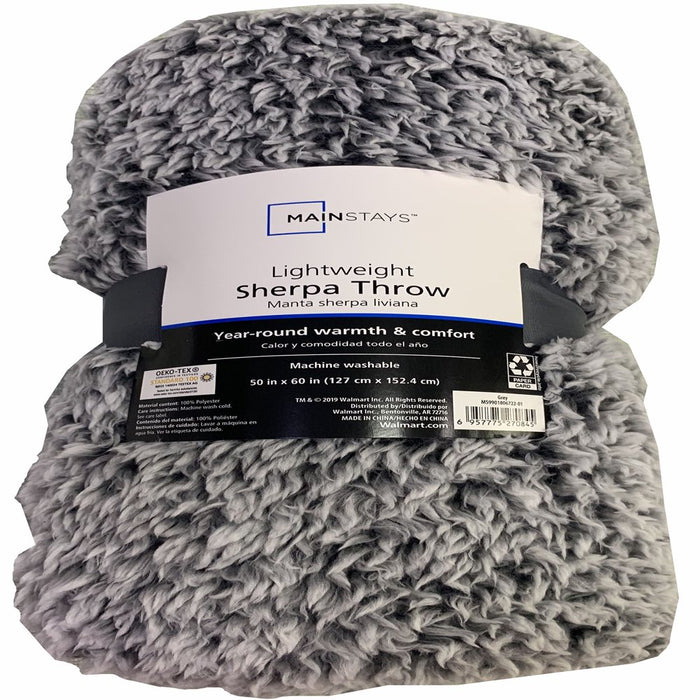 Mainstays Sherpa Throw Blanket - 50" X 60", Gray
