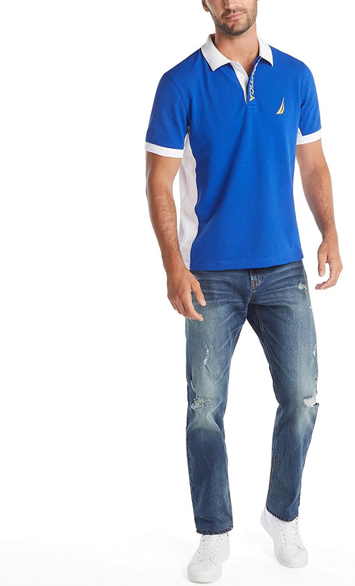 Men'S Short Sleeve Color Block Performance Pique Polo Shirt