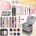 Nail Polish Organizer and Nail Dryer Case, Double-Layer Nail Polish Storage Holds 30 Bottles (15Ml/0.5 Fl.Oz) and 1 Led Nail Lamp, Travel Carrying Case for Nail Polish Kit Set (Grey)