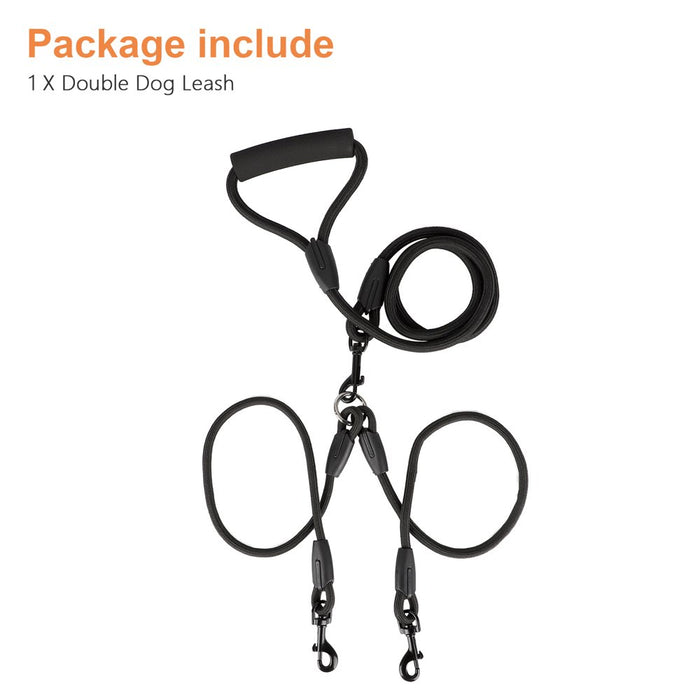 Double Dog Leash, TSV Dual Dog Walking Leash No Tangle 360° Swivel, Shock Absorbing Training Leash with Foam Soft Handle, Heavy Duty Dual Leash for Two Dogs, 70.87In Double-Head Pet Traction Rope