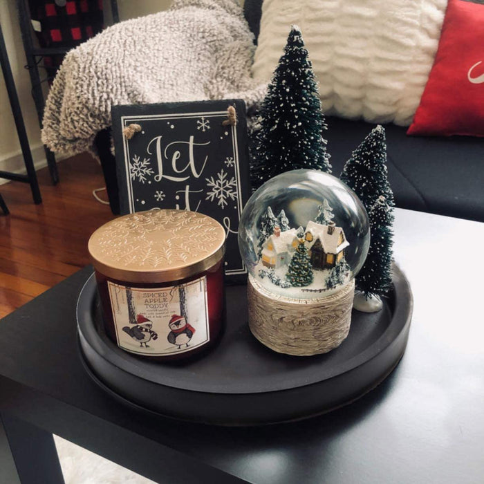 Matte Black Metal Candle Holder Tray, Home Decor Accessories for the Coffee Table and Dining Table Large