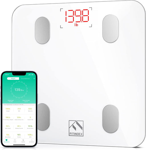 Smart Scale for Body Weight, Digital Bathroom Scale BMI Body Fat Scale Bluetooth Weighting Health Monitor, Accurate Body Composition Analyzer, 400Lb, White