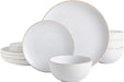 Gibson Home Rockaway round Stoneware Dinnerware Set, Service for 4 (12Pcs), Blue