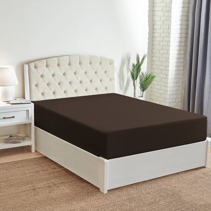 Queen Fitted Sheet - Deep Pocket Cooling Sheets up to 16 Inch - Hotel Luxury Bedding - Softest Sheets - Wrinkle, Fade, Stain Resistant - 1 Single Queen Fitted Sheet Only (Queen, Brown)