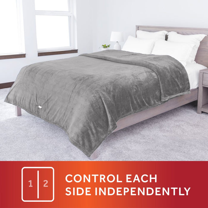 Sunbeam Heated Electric Blanket, Bedding, Queen, Microplush, Ultimate Grey