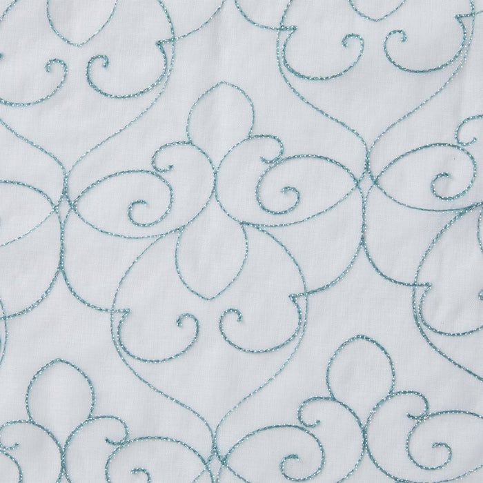 Mainstays Modern Scroll Aqua Rod Pocket Sheer Curtain Set, 28" X 95" (4 Panels)