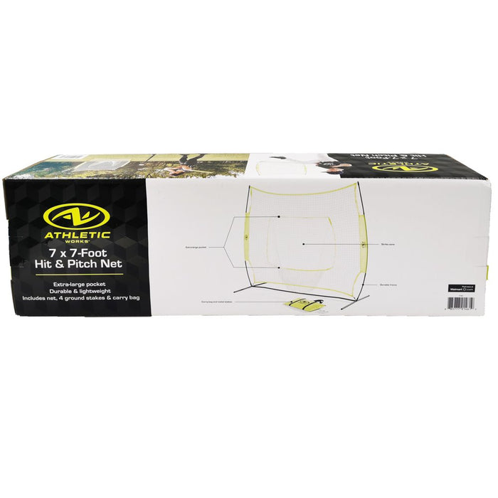Athletic Works 7 Ft. X7 Ft. Hit Pitch Training Net for Baseball and Softball, Baseball Protective Screens