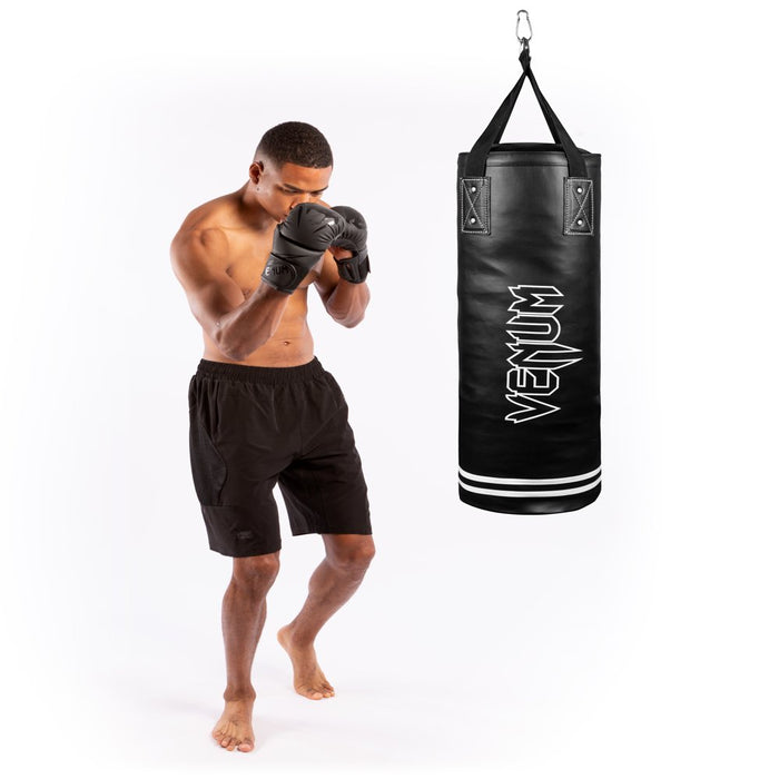 Classic Boxing Punching Bag - 70 Lbs - Black/White - Heavy Bag Kit