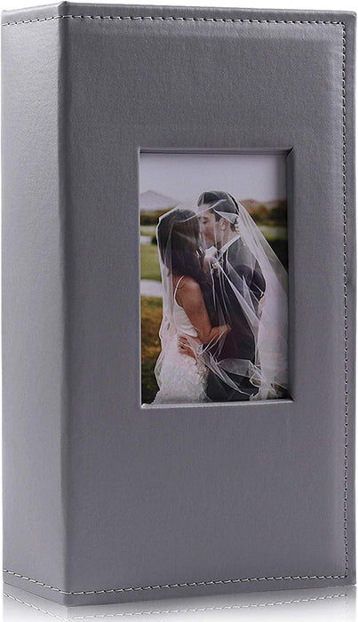 Photo Picture Album 4X6 300 Photos,Small Capacity Premium Leather Cover Wedding Family Photo Albums Holds 300 Horizontal Photos(Black)