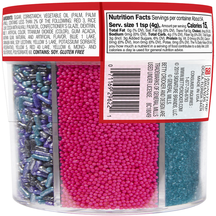 Betty Crocker Dessert Sprinkles, Pretty in Pink Colors, 7.5 Ounces