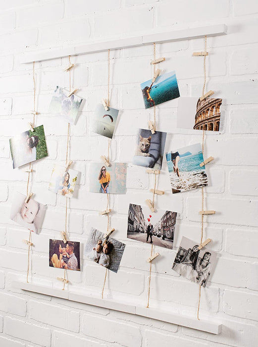 DII Clothesline Collage, Photo Display Collection, Rustic White, 26X29.75"